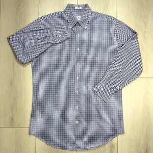 VINTAGE Peter Millar Men's Medium Button-Down Check Shirt Purple Blue Plaid